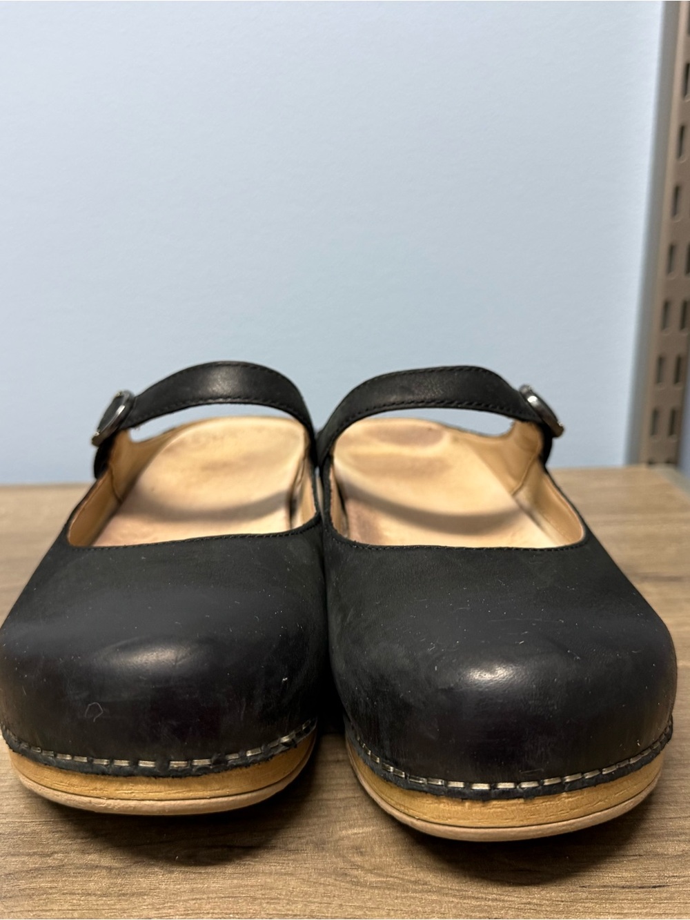 Dansko Black Mary Jane Clogs with Wood-Look Platform - Picture 9 of 10